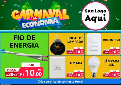 Modelo de Encarte para Encarte A4 Horizontal com o tema Carnaval da Economia para Materiais Elétricos