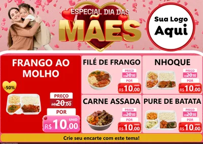 Modelo de Encarte para Encarte A4 Horizontal com o tema Especial Dia Das Mães para Restaurante