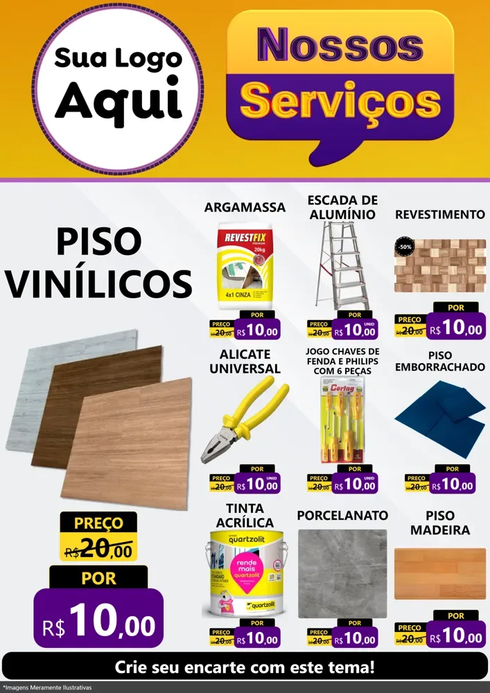 Modelo de Encarte para Encarte A4 Vertical com o tema Nossos Serviços para Material para Construção