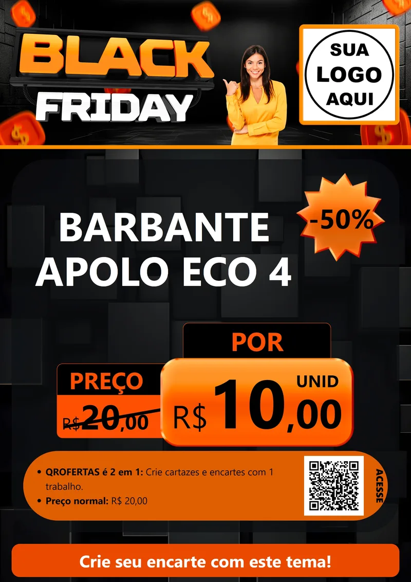 Modelo de Cartaz para Cartaz A4 Vertical com o tema Black Friday para Armarinho e Aviamentos