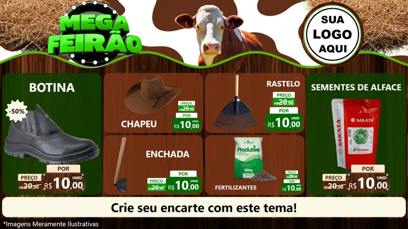 Modelo de TV para TV Horizontal com o tema Mega Feirão - Agro para Agropecuária