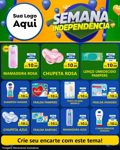 Modelo de Rede Social para Feed Instagram com o tema Semana da Independência para Bebês