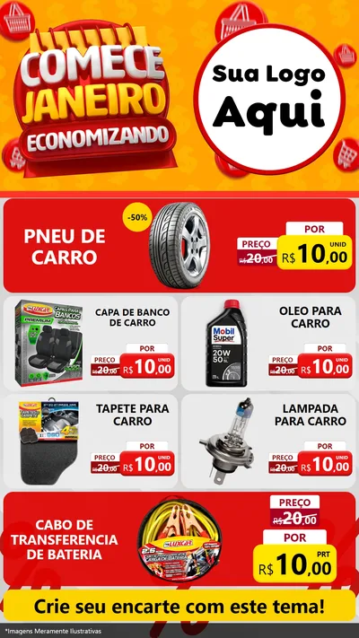 Modelo de TV para TV Vertical com o tema Comece Janeiro Economizando para Auto peças