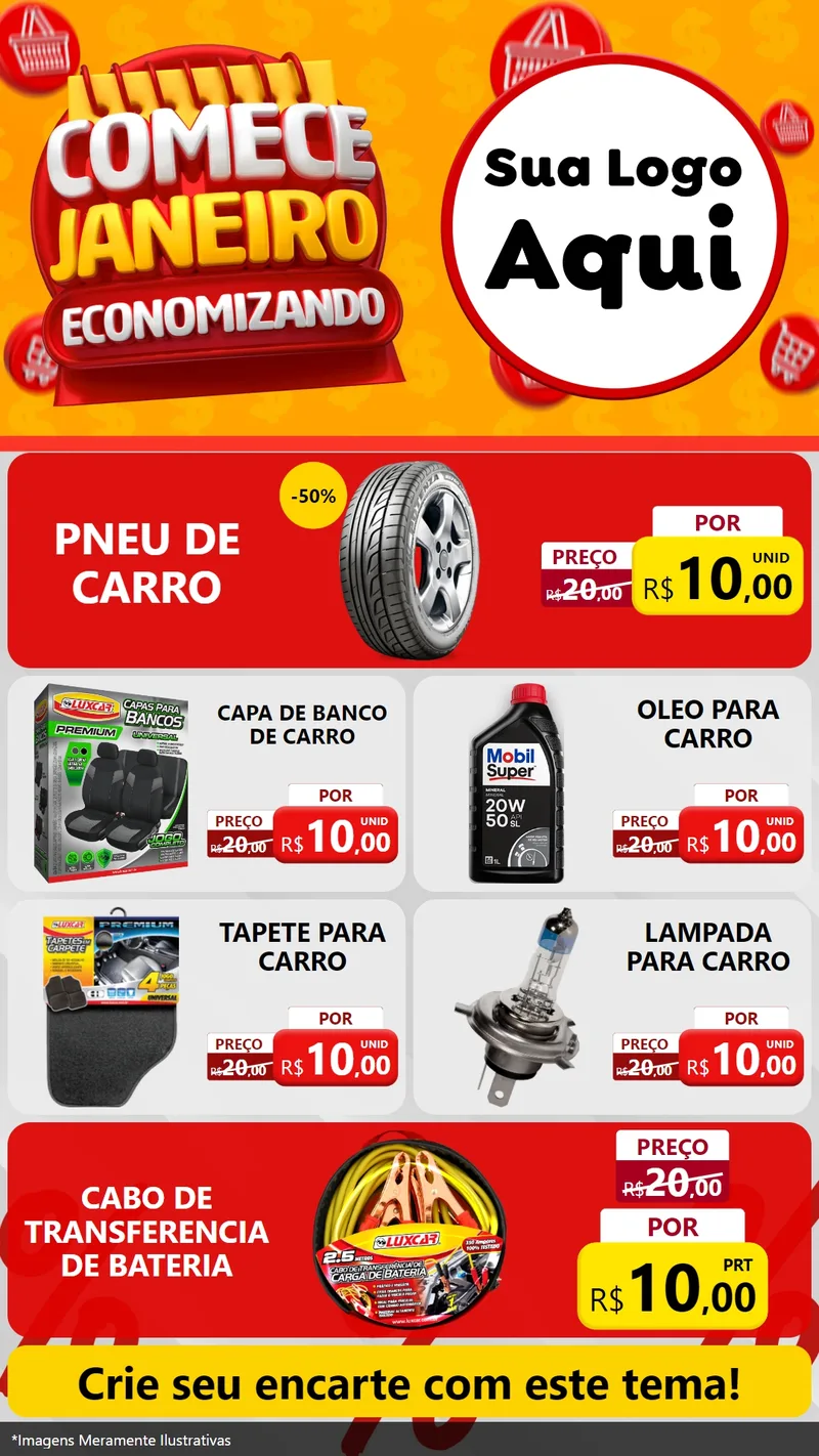 Modelo de TV para TV Vertical com o tema Comece Janeiro Economizando para Auto peças