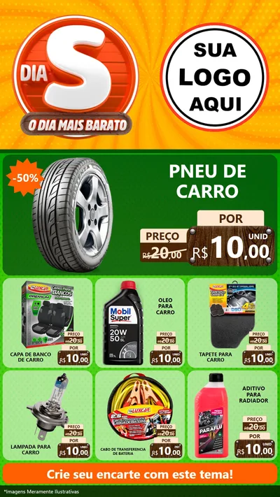 Modelo de Rede Social para Stories com o tema Dia S - O Dia Mais Barato para Auto peças