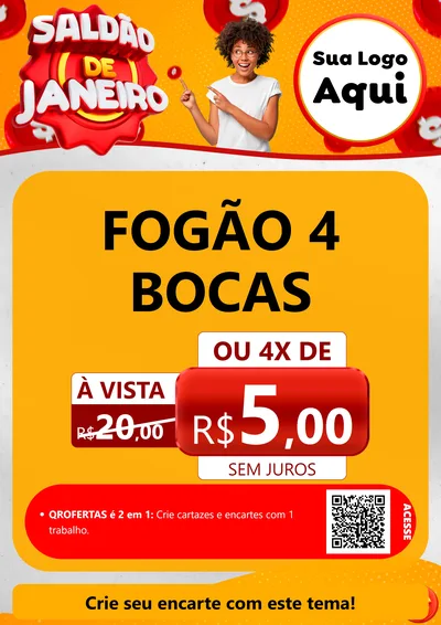 Modelo de Cartaz para Cartaz A4 Vertical com o tema Saldão de Janeiro para Móveis e Eletro