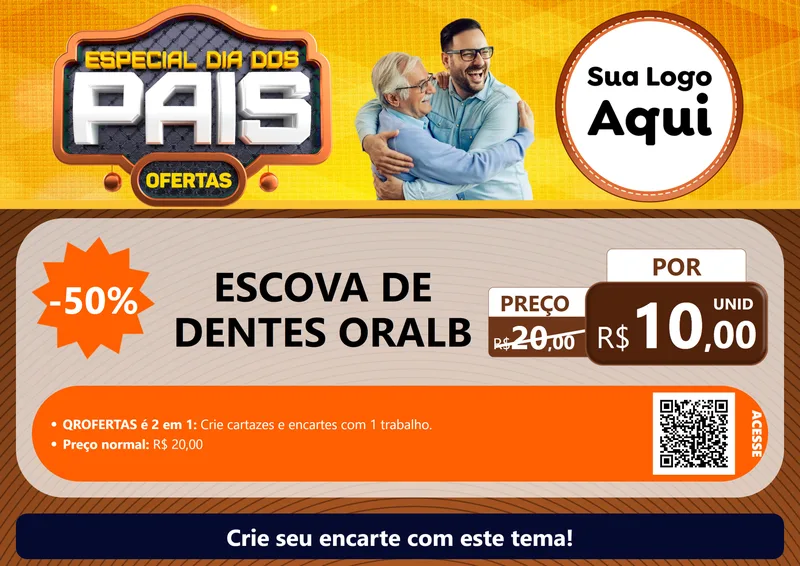 Modelo de Cartaz para Cartaz A4 Horizontal com o tema Especial Dia dos Pais para Higiene Pessoal