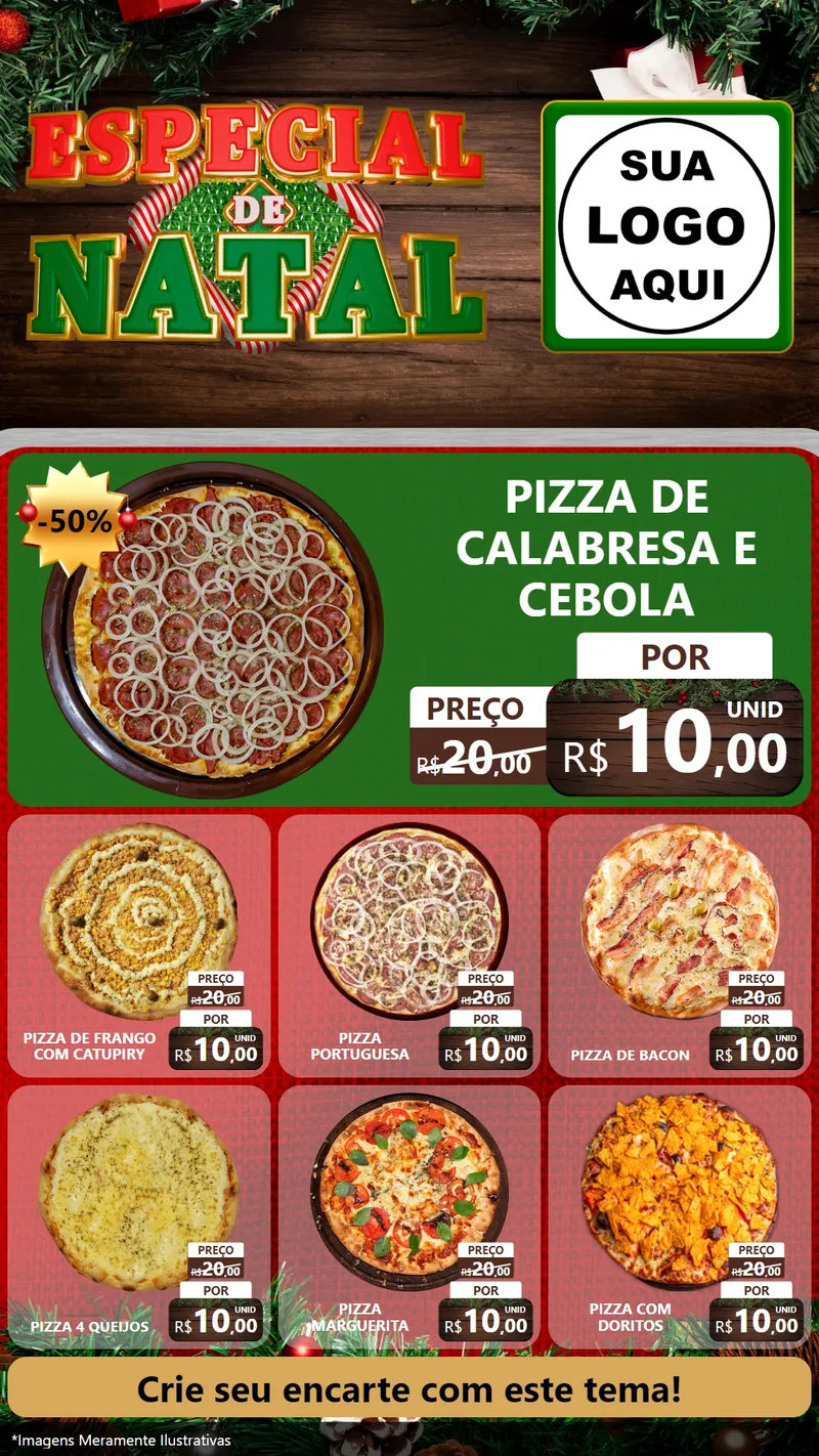 Modelo de Rede Social para Stories com o tema Especial de Natal para Pizzaria