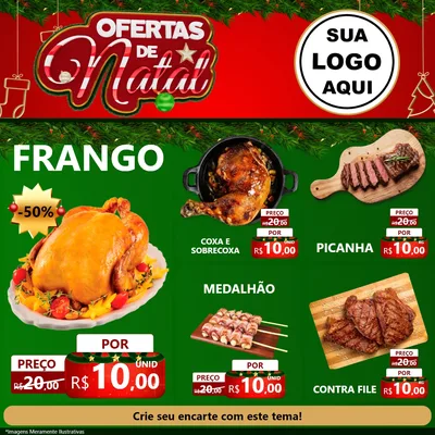 Modelo de Rede Social para Feed Facebook com o tema Ofertas de Natal para Assados