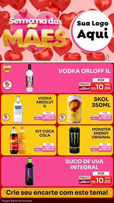 Modelo de TV para TV Vertical com o tema Semana Das Mães para Distribuidora de bebidas