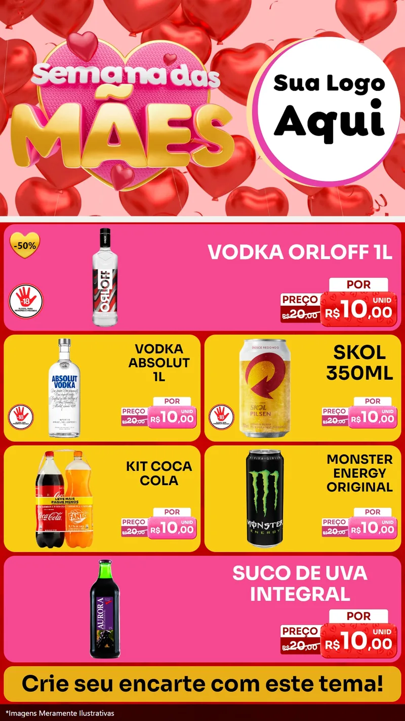 Modelo de TV para TV Vertical com o tema Semana Das Mães para Distribuidora de bebidas