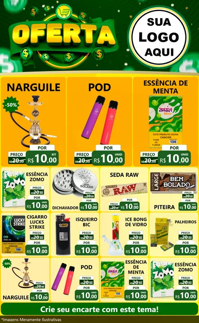 Modelo de Encarte para Encarte Grande com o tema Oferta para Tabacaria