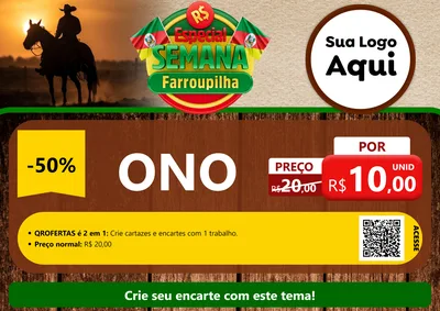 Modelo de Cartaz para Cartaz A4 Horizontal com o tema Especial Semana Farroupilha para Óticas