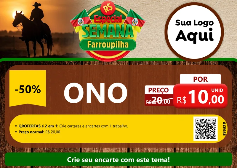 Modelo de Cartaz para Cartaz A4 Horizontal com o tema Especial Semana Farroupilha para Óticas