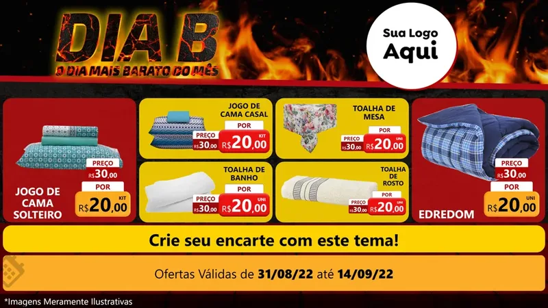 Modelo de TV para TV Horizontal com o tema Dia B para Cama, Mesa e Banho