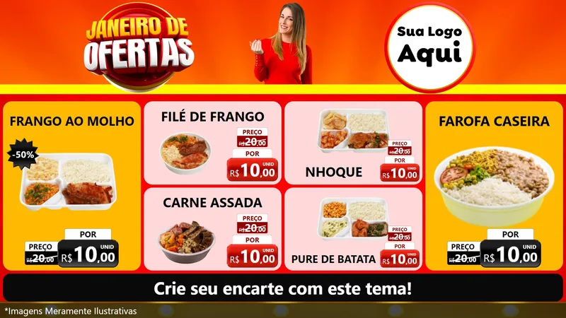 Modelo de TV para TV Horizontal com o tema Janeiro de Ofertas para Restaurante