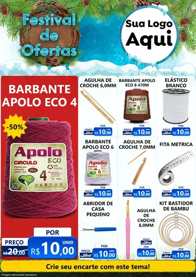 Modelo de Encarte para Encarte A4 Vertical com o tema Festival de Ofertas - Inverno para Armarinho e Aviamentos