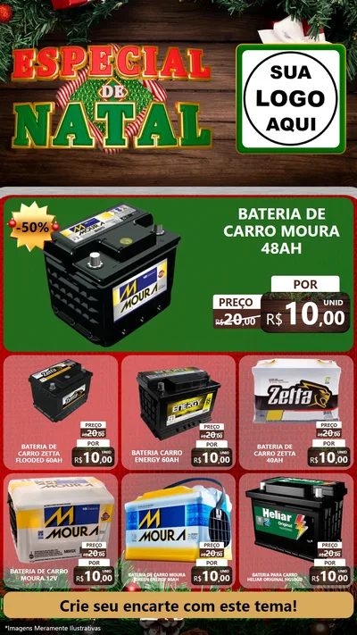 Modelo de Rede Social para Stories com o tema Especial de Natal para Baterias Elétricas