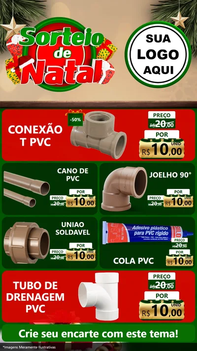 Modelo de TV para TV Vertical com o tema Sorteio de Natal para Tubos e conexões