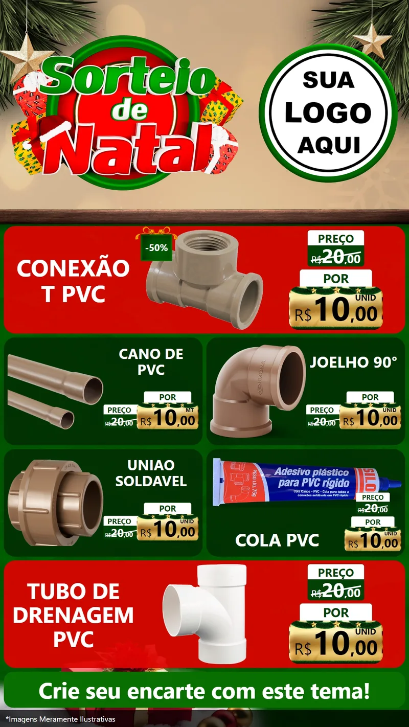Modelo de TV para TV Vertical com o tema Sorteio de Natal para Tubos e conexões