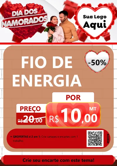 Modelo de Cartaz para Cartaz A4 Vertical com o tema Dia dos Namorados para Materiais Elétricos