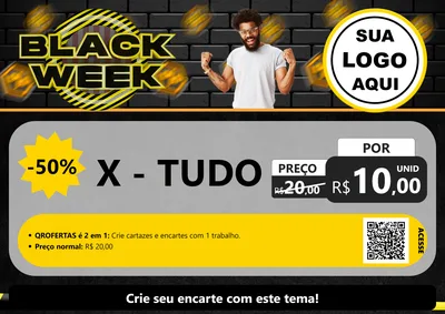 Modelo de Cartaz para Cartaz A4 Horizontal com o tema Black Week para Hamburgueria