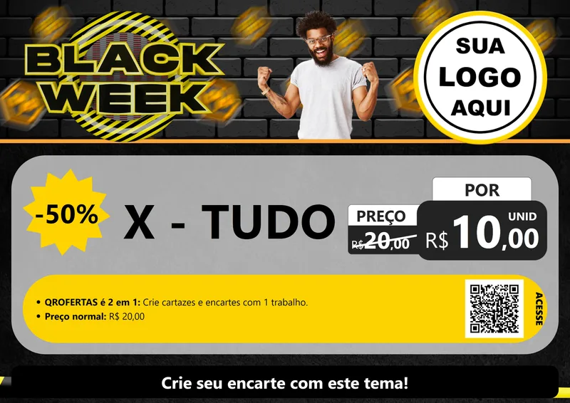 Modelo de Cartaz para Cartaz A4 Horizontal com o tema Black Week para Hamburgueria