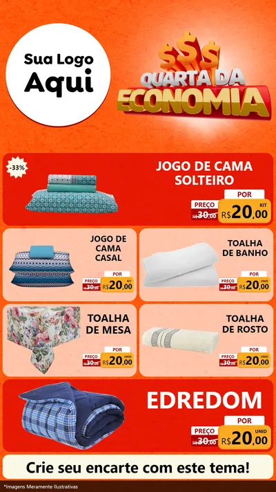 Modelo de TV para TV Vertical com o tema Quarta da Economia para Cama, Mesa e Banho