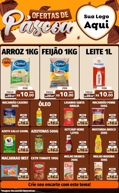 Modelo de Encarte para Encarte Grande com o tema Ofertas de Páscoa para Supermercado