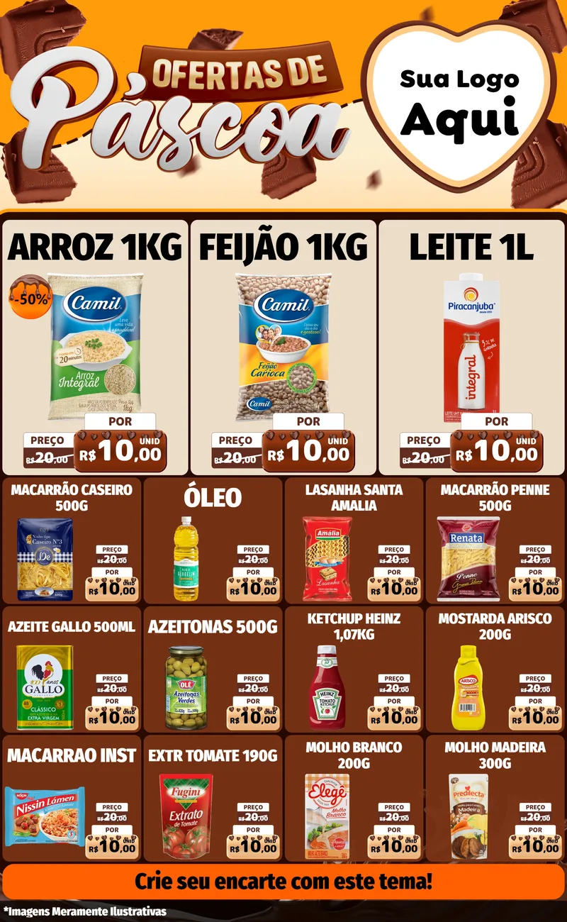 Modelo de Encarte para Encarte Grande com o tema Ofertas de Páscoa para Supermercado