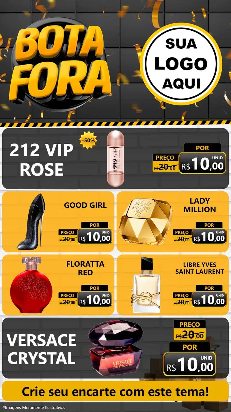 Modelo de TV para TV Vertical com o tema Bota Fora para Perfumes