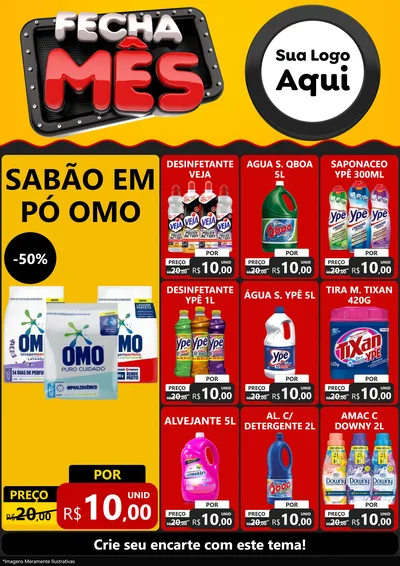 Modelo de Encarte para Encarte A4 Vertical com o tema Fecha Mês para Produtos de Limpeza
