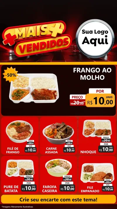 Modelo de Rede Social para Stories com o tema Mais Vendidos para Restaurante