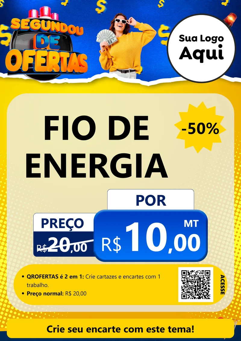 Modelo de Cartaz para Cartaz A4 Vertical com o tema Segundou de Ofertas para Materiais Elétricos