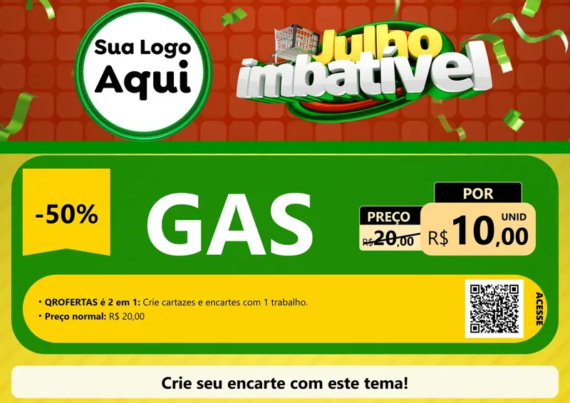 Modelo de Cartaz para Cartaz A4 Horizontal com o tema Julho Imbatível para Água e gás