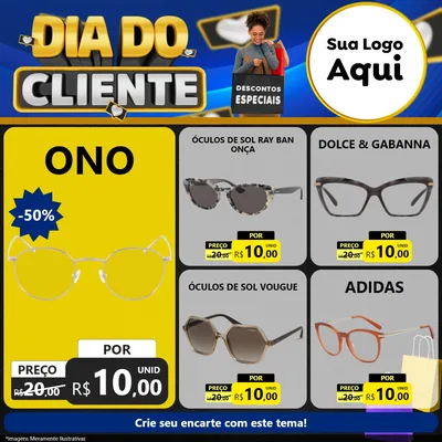 Modelo de Rede Social para Feed Facebook com o tema Dia Do Cliente para Óticas