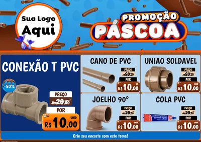 Modelo de Encarte para Encarte A4 Horizontal com o tema Promoção Páscoa para Tubos e conexões