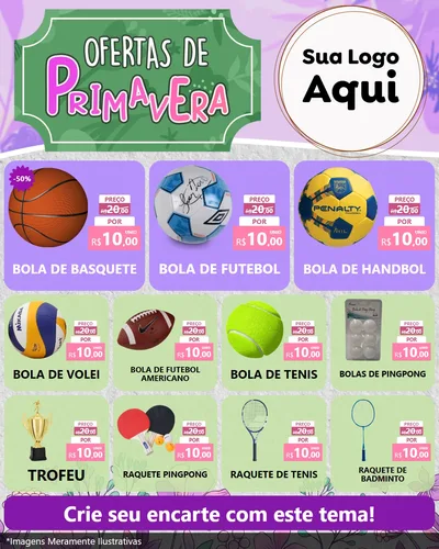 Modelo de Rede Social para Feed Instagram com o tema Ofertas de Primavera para Artigos Esportivos