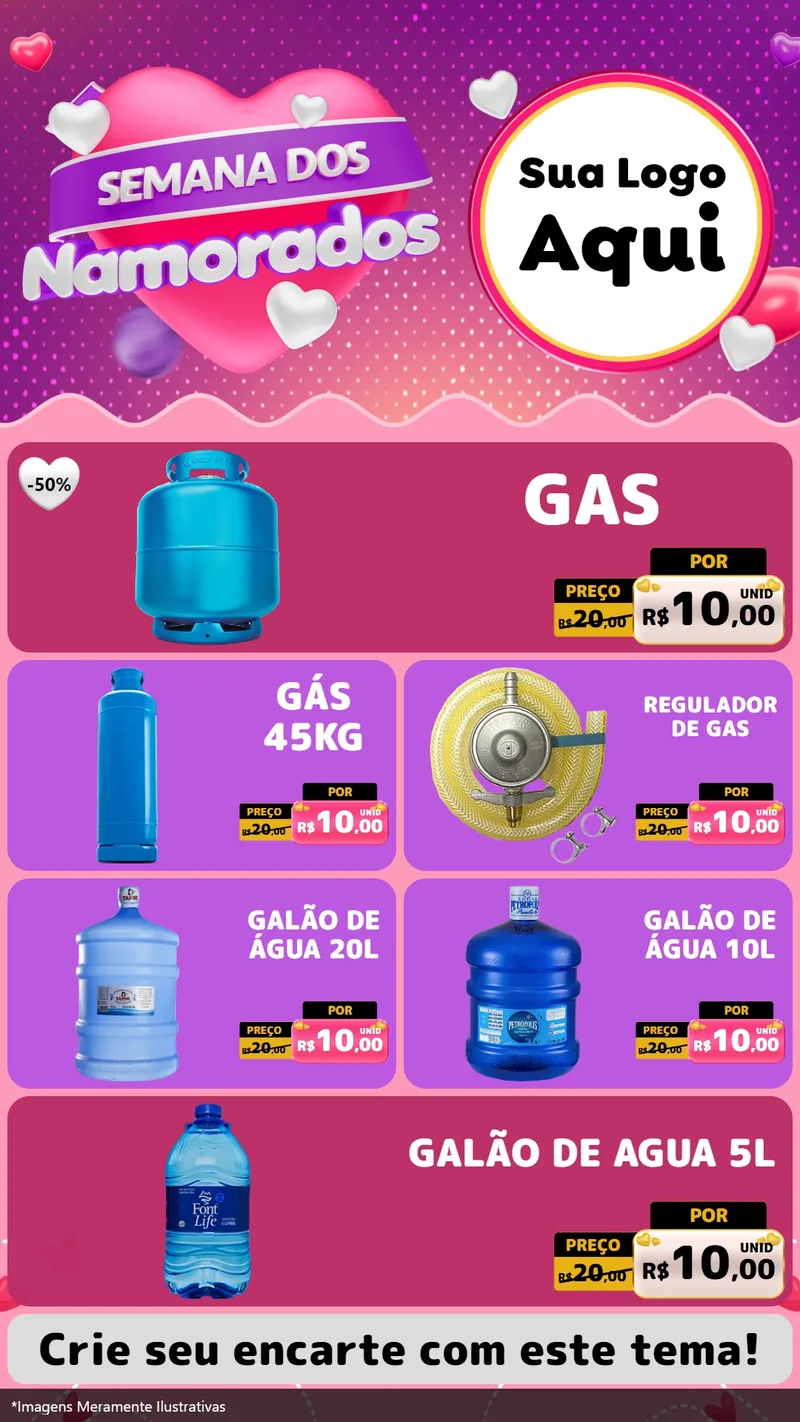 Modelo de TV para TV Vertical com o tema Semana dos Namorados para Água e gás