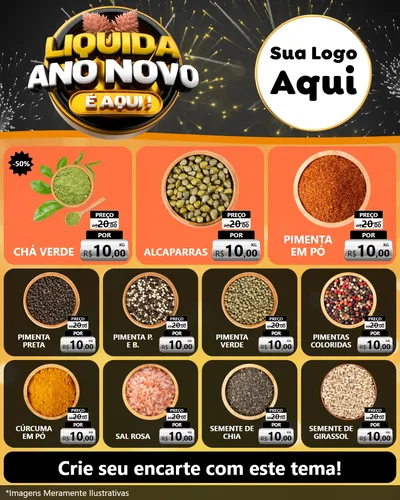 Modelo de Rede Social para Feed Instagram com o tema Liquida Ano Novo É Aqui! para Produtos Naturais