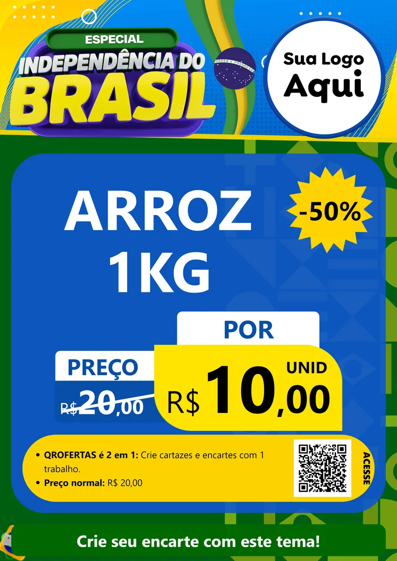 Modelo de Cartaz para Cartaz A4 Vertical com o tema Especial Independência do Brasil para Supermercado