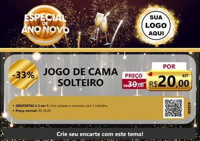 Modelo de Cartaz para Cartaz A4 Horizontal com o tema Especial de Ano Novo para Cama, Mesa e Banho