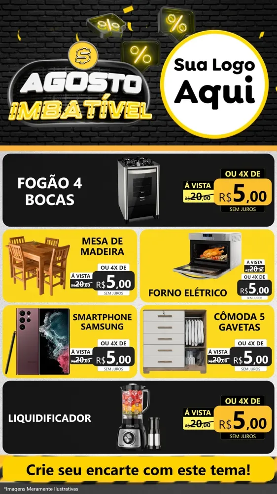 Modelo de TV para TV Vertical com o tema Agosto Imbatível para Móveis e Eletro