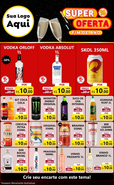 Modelo de Encarte para Encarte Grande com o tema Super Oferta Fim de Ano para Distribuidora de bebidas