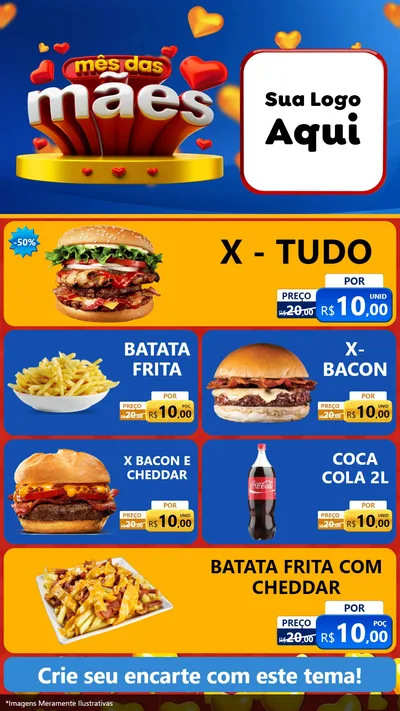 Modelo de TV para TV Vertical com o tema Mês das Mães para Hamburgueria
