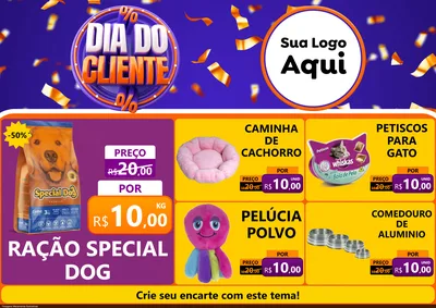 Modelo de Encarte para Encarte A4 Horizontal com o tema Dia do Cliente para Pet Shop