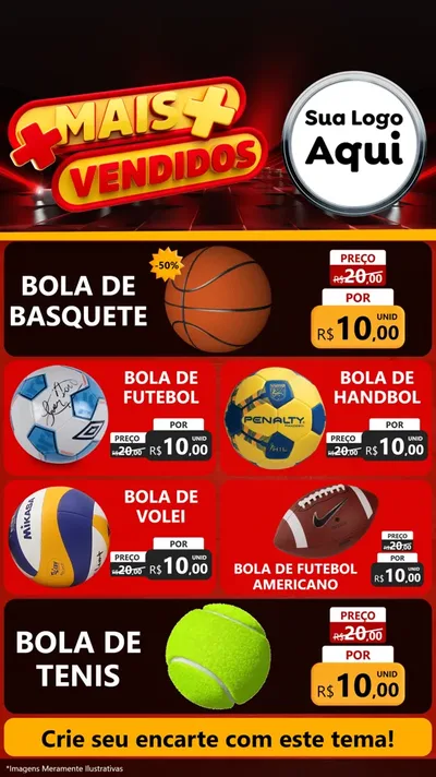 Modelo de TV para TV Vertical com o tema Mais Vendidos para Artigos Esportivos