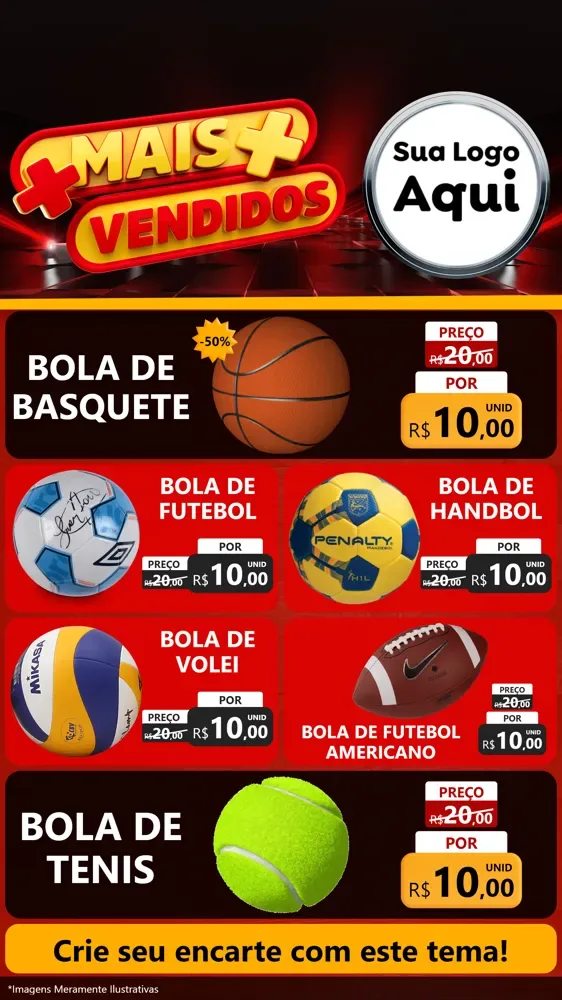 Modelo de TV para TV Vertical com o tema Mais Vendidos para Artigos Esportivos