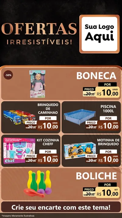 Modelo de TV para TV Vertical com o tema Ofertas Irresistíveis! para Brinquedos