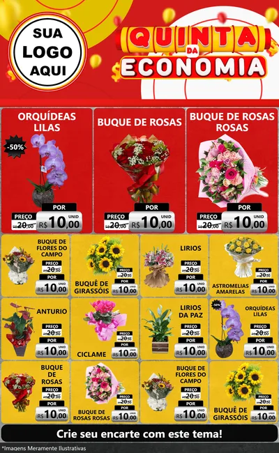 Modelo de Encarte para Encarte Grande com o tema Quinta da Economia para Floricultura e jardim